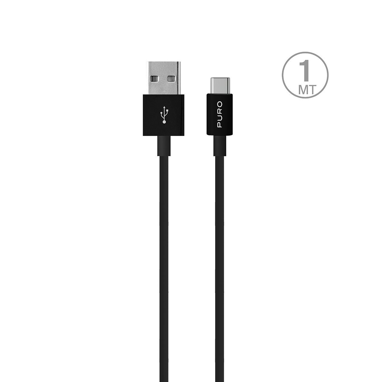Puro White USB-A USB-C Kaapeli 1m - musta
