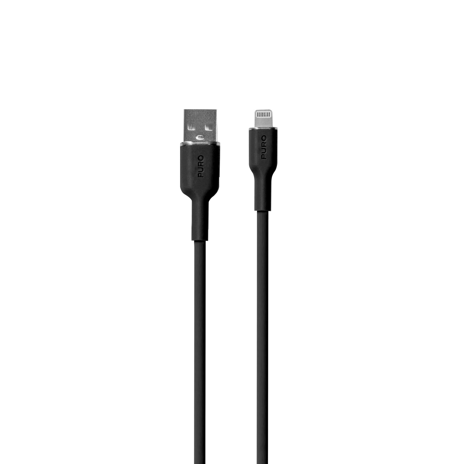 Puro Soft USB-A - Lightning Kaapeli 1,5m Silikoninen - musta