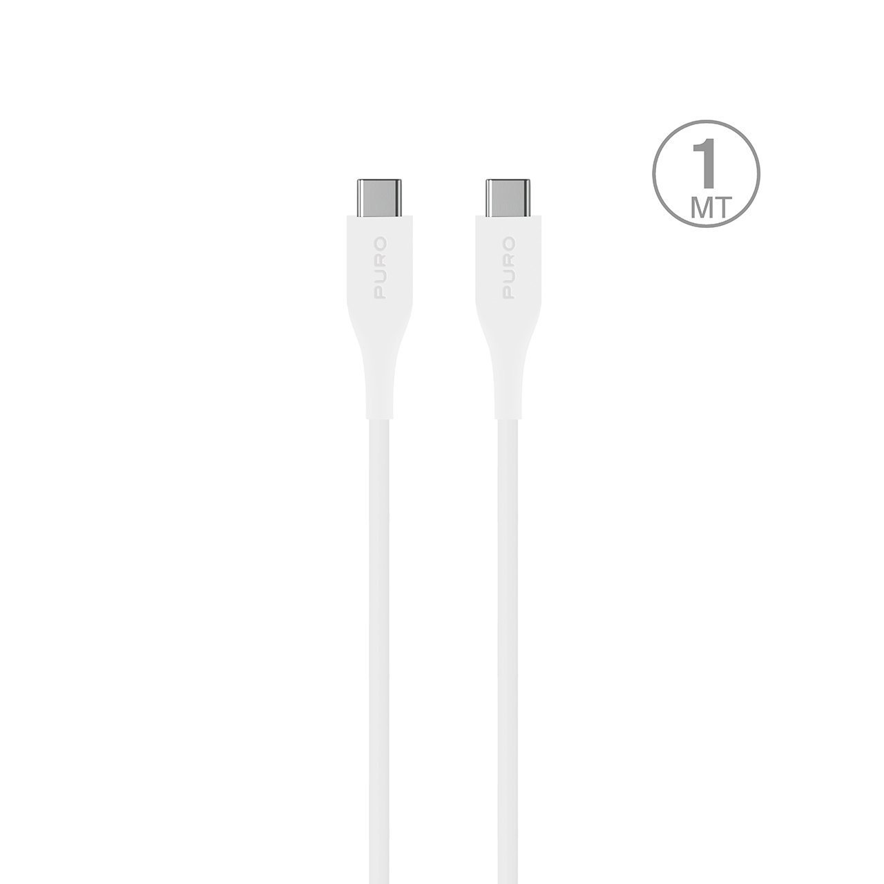 Puro Plain USB-C - USB-C 2A 1m Kaapeli - valkoinen