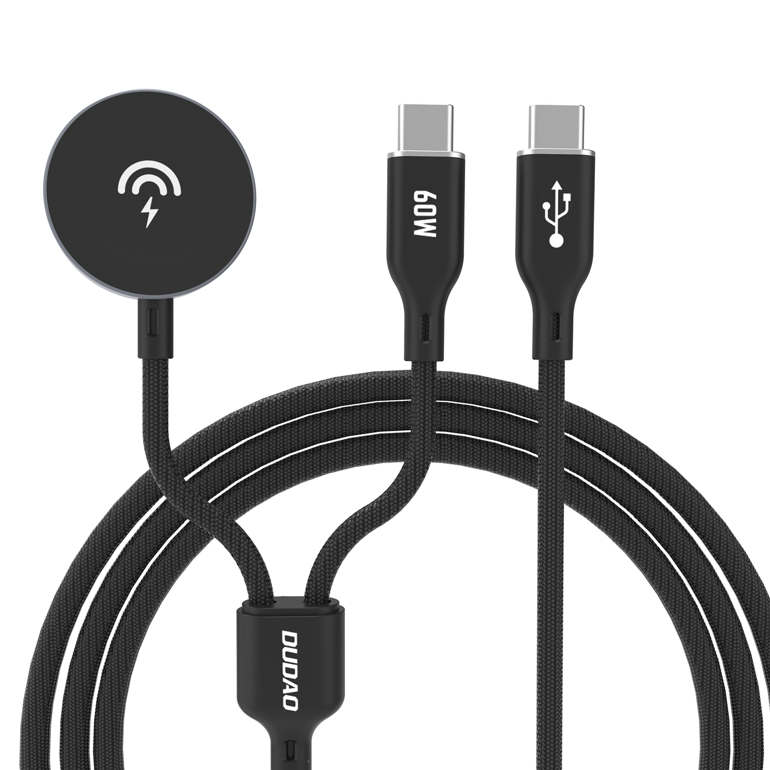 Dudao A12MaxC PD60W 2-in-1 Charger for Apple Watch / USB-C 1.2m - Black