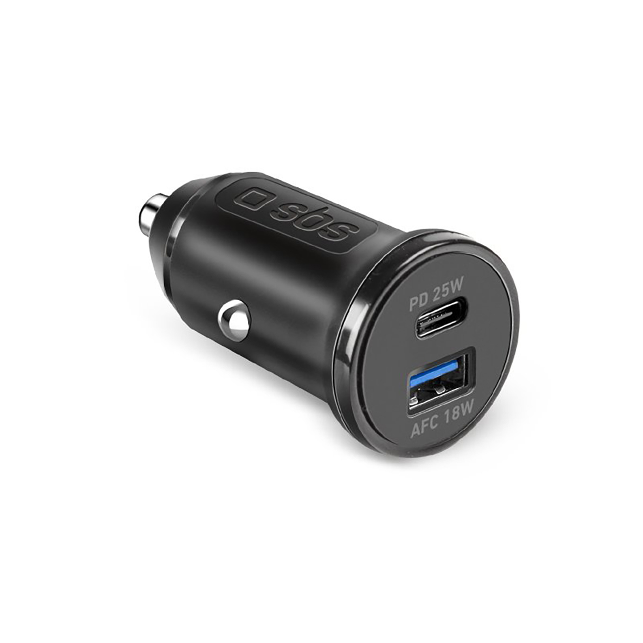 SBS TECRPD25W autolaturi 25W USB-A USB-C Power Delivery -tuella - musta