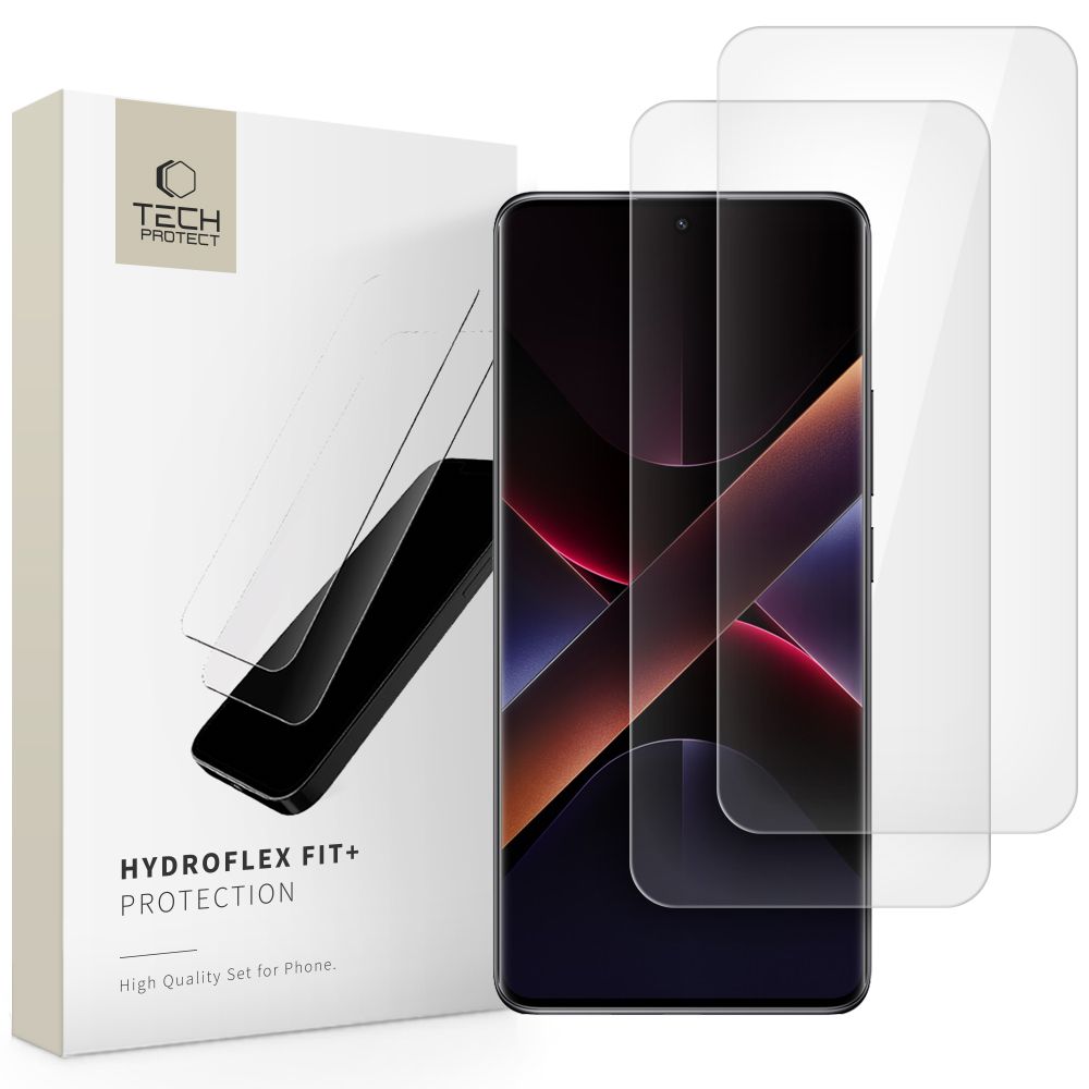 Tech-Protect Hydroflex Fit+2-Pack hydrogeelifolio Xiaomi Redmi Note 14 Pro 5G / 14 Pro+ 5G / Poco X7 5G:lle - läpinäkyvä