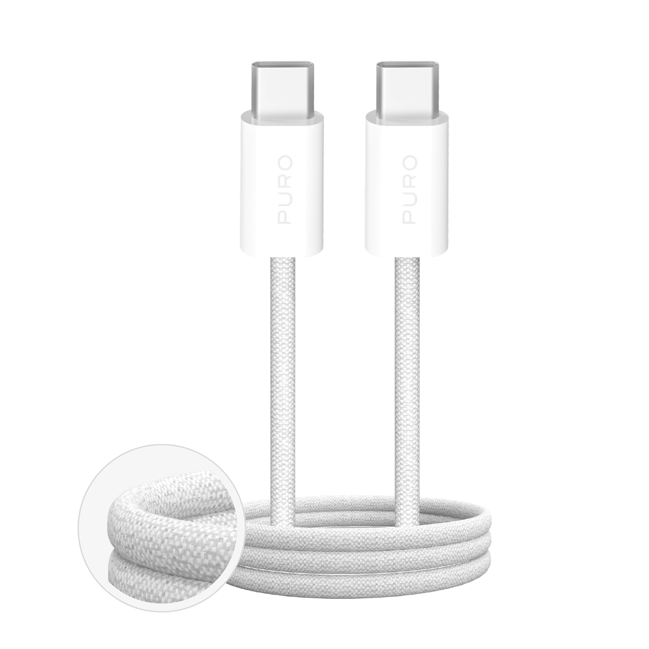 Puro Fabrik 60W punottu kaapeli USB-C - USB-C 3m - Valkoinen