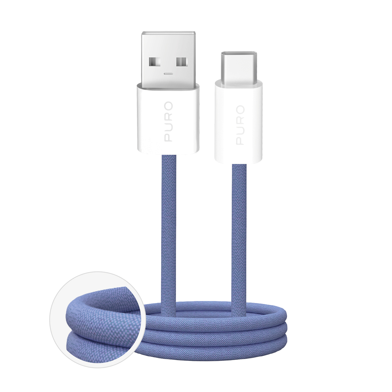 Puro Fabrik 2.0 10W USB-A - USB-C punottu kaapeli 1.5m - Sininen