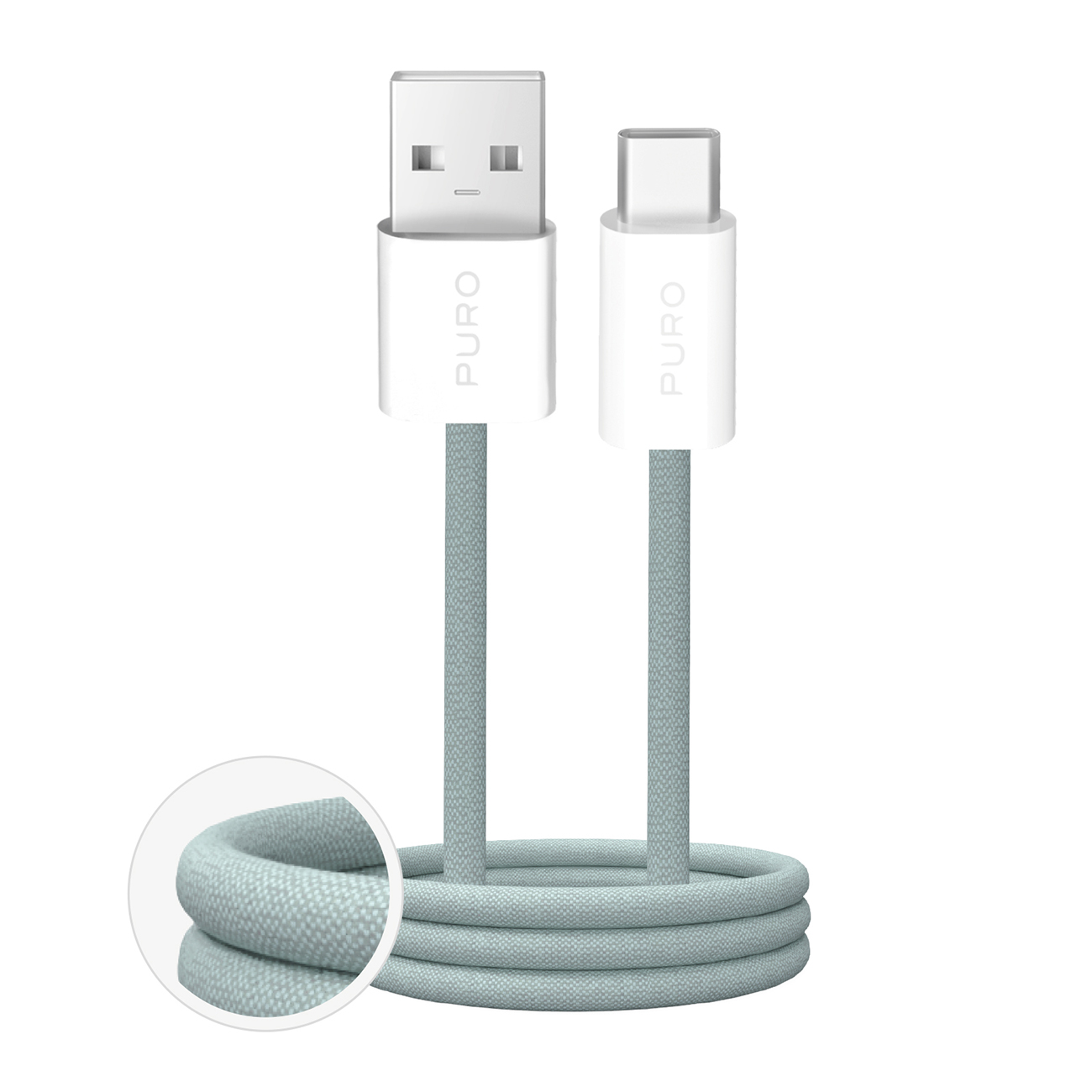 Puro Fabrik 2.0 10W USB-A - USB-C punottu kaapeli 1.5m - Vihreä