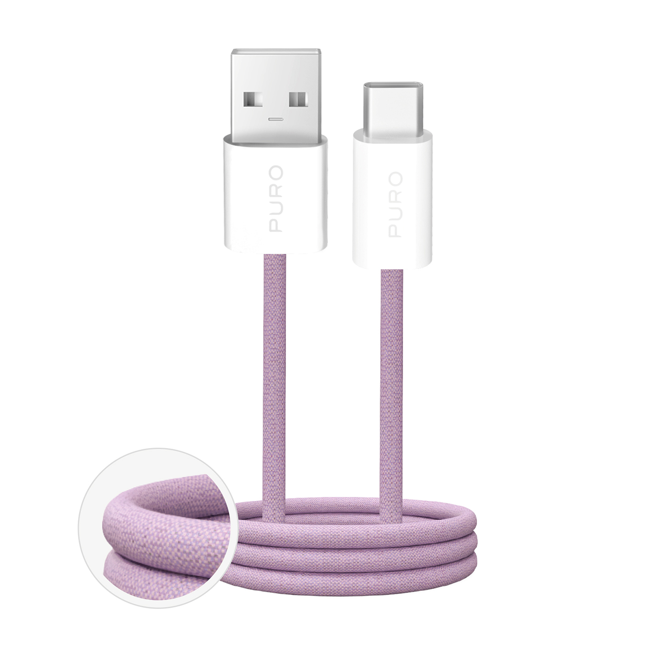 Puro Fabrik 2.0 10W USB-A - USB-C punottu kaapeli 1.5m - Vaaleanpunainen