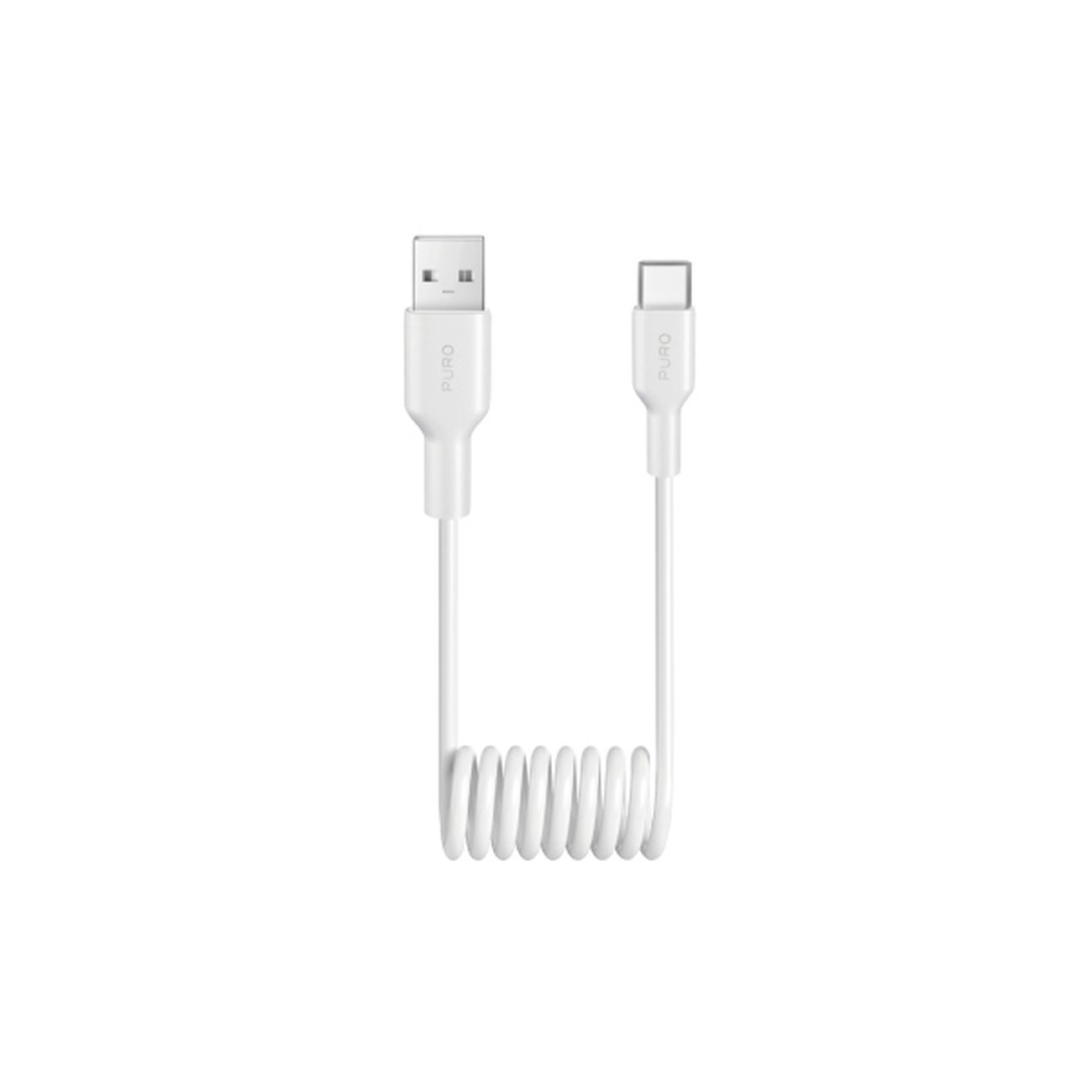 Puro 10W USB-A - USB-C kierrekaapeli 1m - Valkoinen