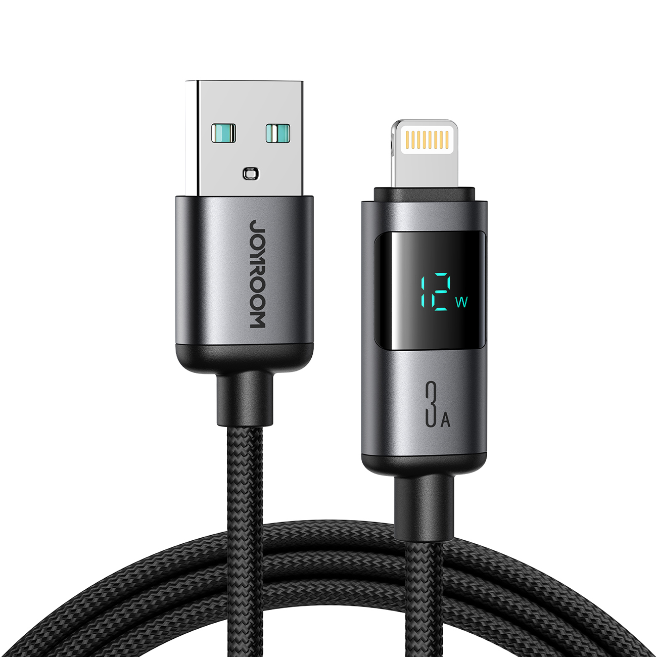 Joyroom S-A16 Pro Prism Series 3A USB-A - Lightning Kaapeli näytöllä 1.2m - Musta