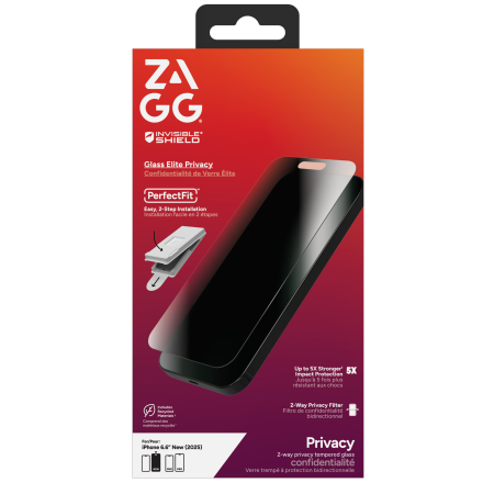 ZAGG Invisibleshield Glass Elite yksityisyyssuojalasi iPhone Air