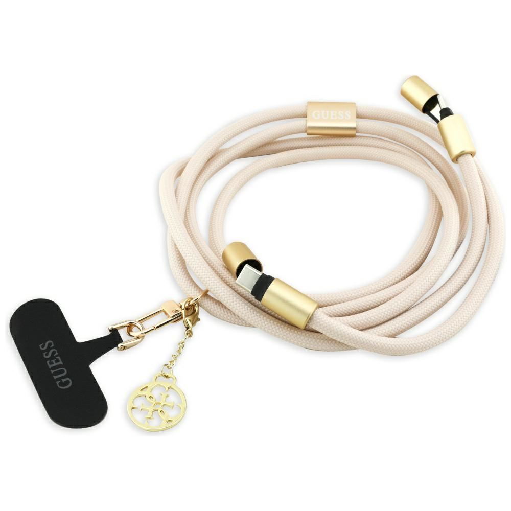 Guess CBDY 4G Charm USB-C / USB-C Kaapeli 150cm - beige