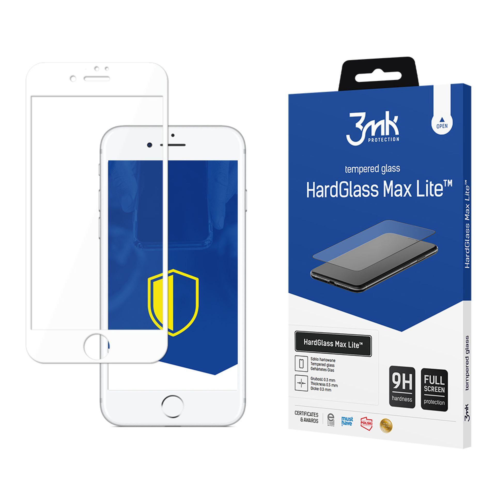 3mk HardGlass Max Lite White karkaistu lasi iPhone 7 / 8 -puhelimille