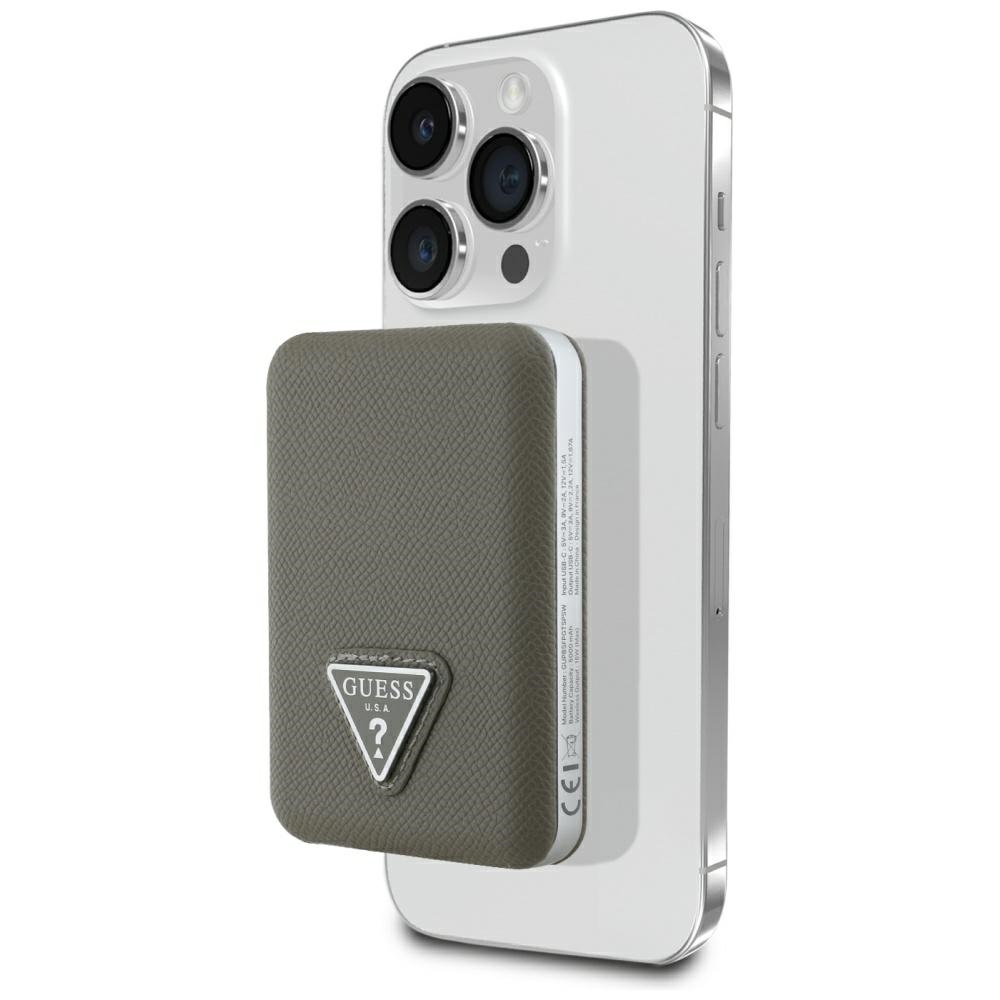 Guess Grained Triangle Varavirtalähde MagSafe 5000mAh 15W USB-C - ruskea