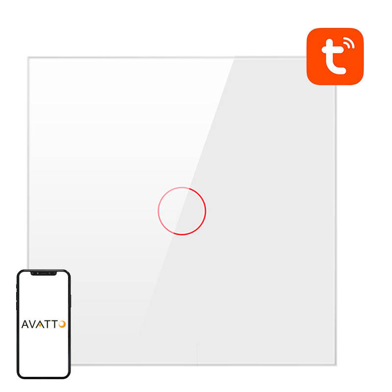 Älykäs valokytkin WiFi Avatto TS02-EU-W1 1-napainen TUYA (valkoinen)