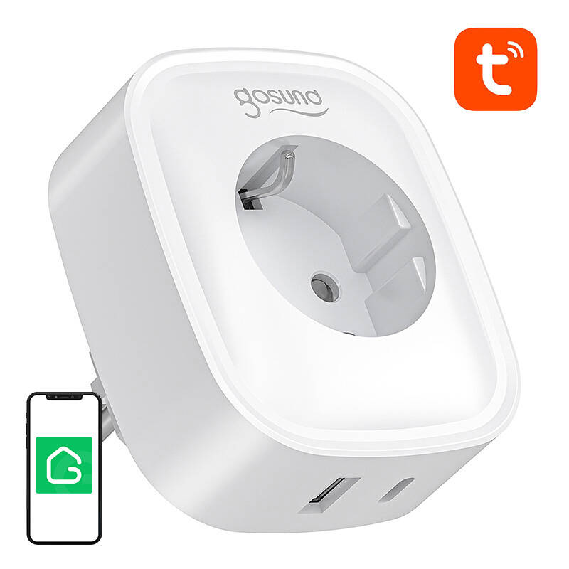 Gosund SP6 16A USB-C 20W Tuya älykäs WiFi/Bluetooth-pistorasia