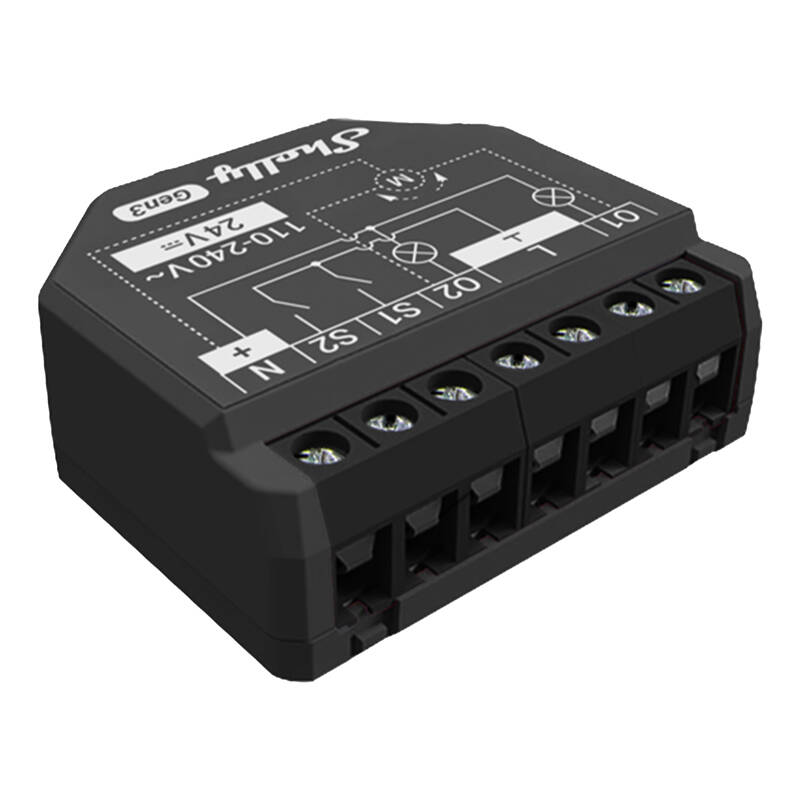 Shelly 2PM Gen3 2-kanavainen ohjain, WiFi/Bluetooth (energianmittaus)