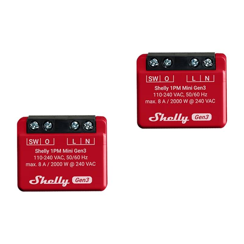 Shelly 1PM Mini Gen3 2 kappaleen setti ohjaimet WiFi/Bluetooth