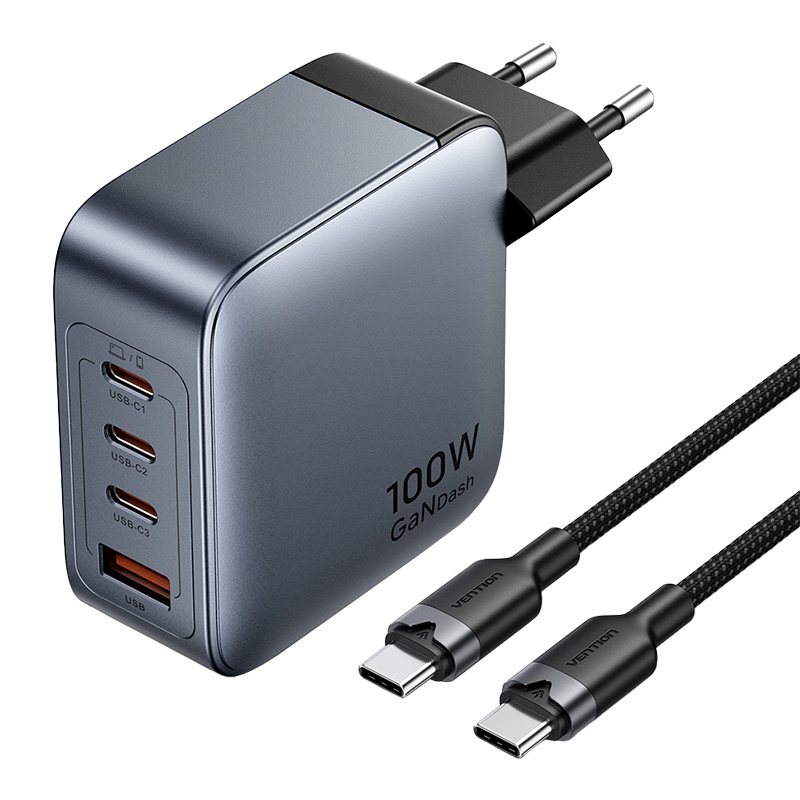 Vention 100W Laturi 1xUSB-A 3xUSB-C + kaapeli