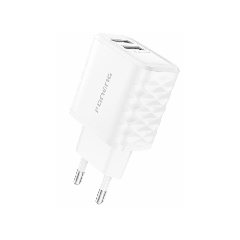 Laturi Foneng EU53 2.4A 2xUSB-A Valkoinen