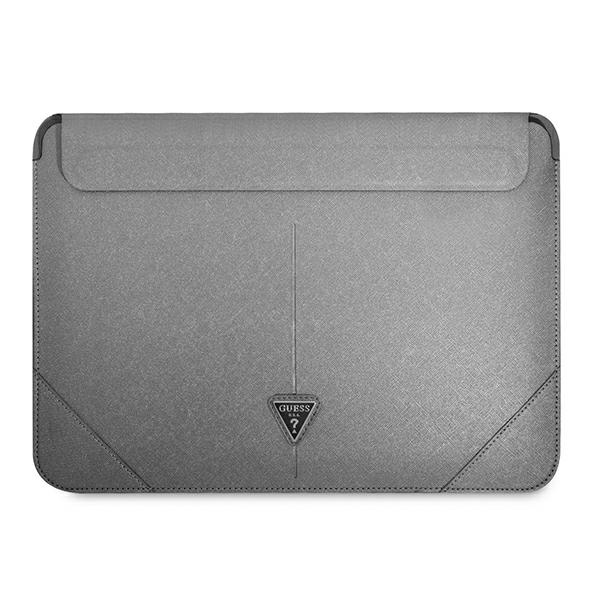 Guess Saffiano Triangle Logo suojakuori 14 tuuman kannettavalle - hopeinen
