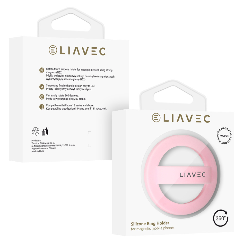 Liavec Ring Magsafe vaalea vaaleanpunainen
