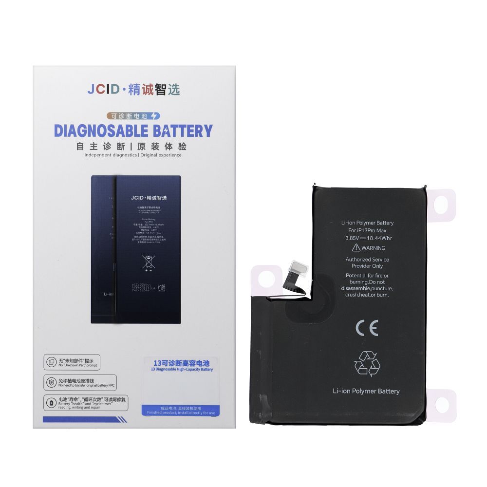 JCID diagnostisoitava (käytetty) akku iPhone 13 Pro Max:lle 4790 mAh (suuri kapasiteetti)