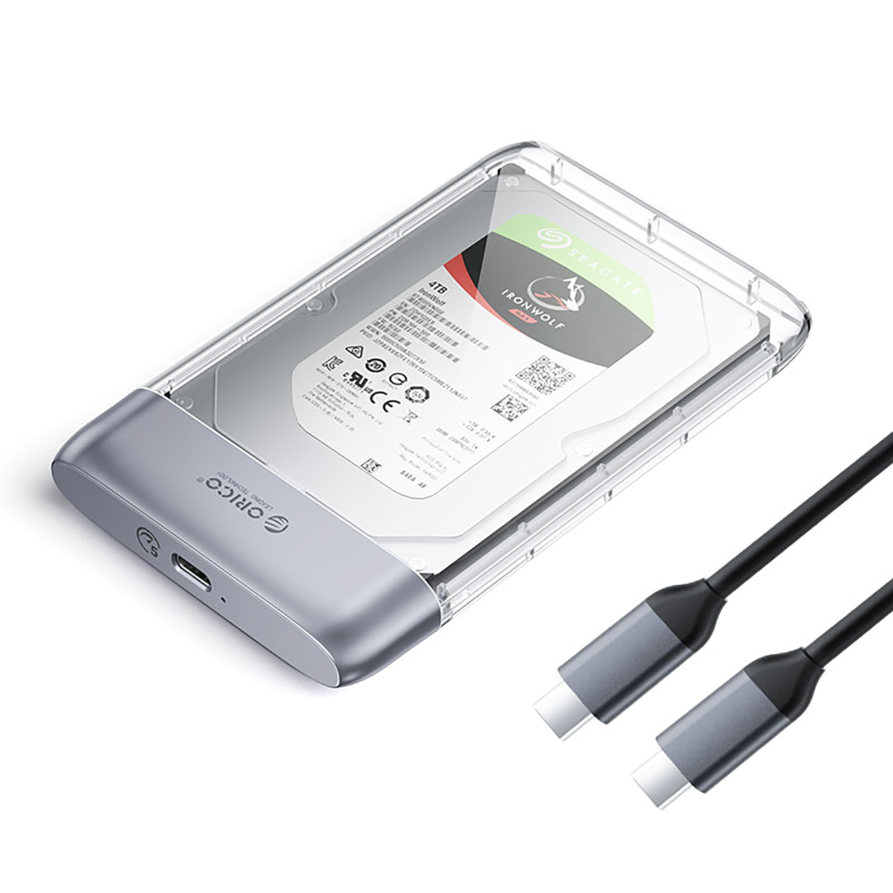 Orico TX25C3 2,5" HDD/SSD USB-C 5Gb/s -levykotelo - läpinäkyvä