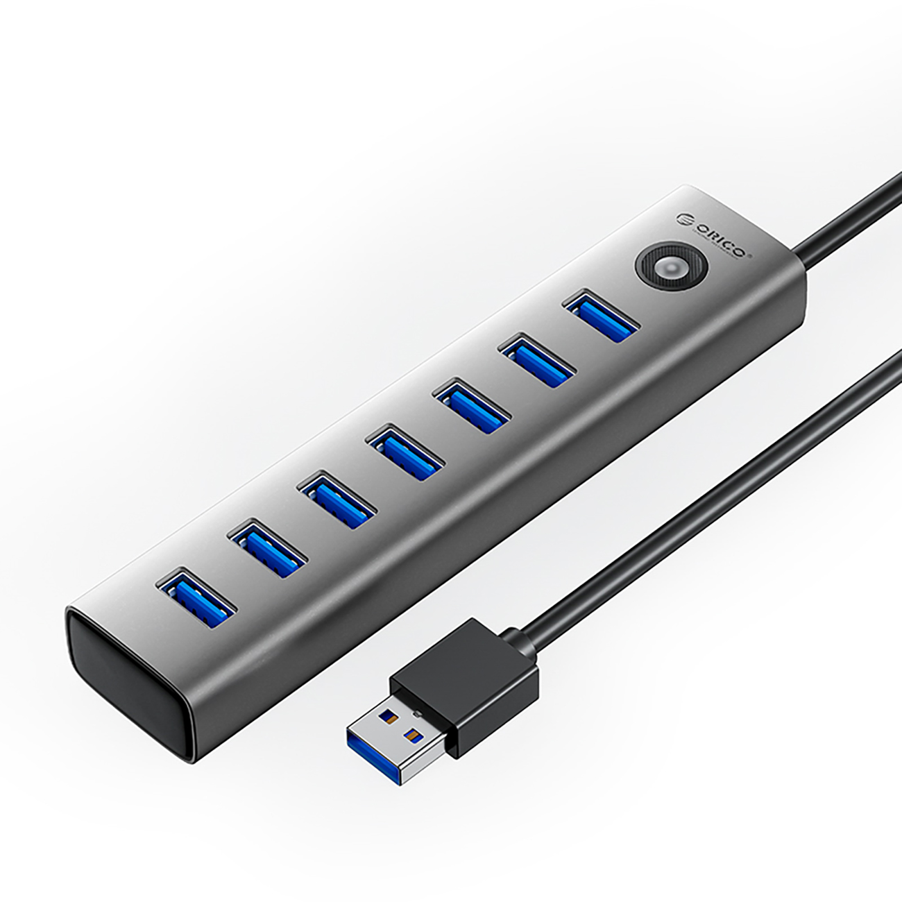 Orico CL7U-U3 -hubi 7x USB-A 3.0 + USB-C 5V/3A 1m - harmaa