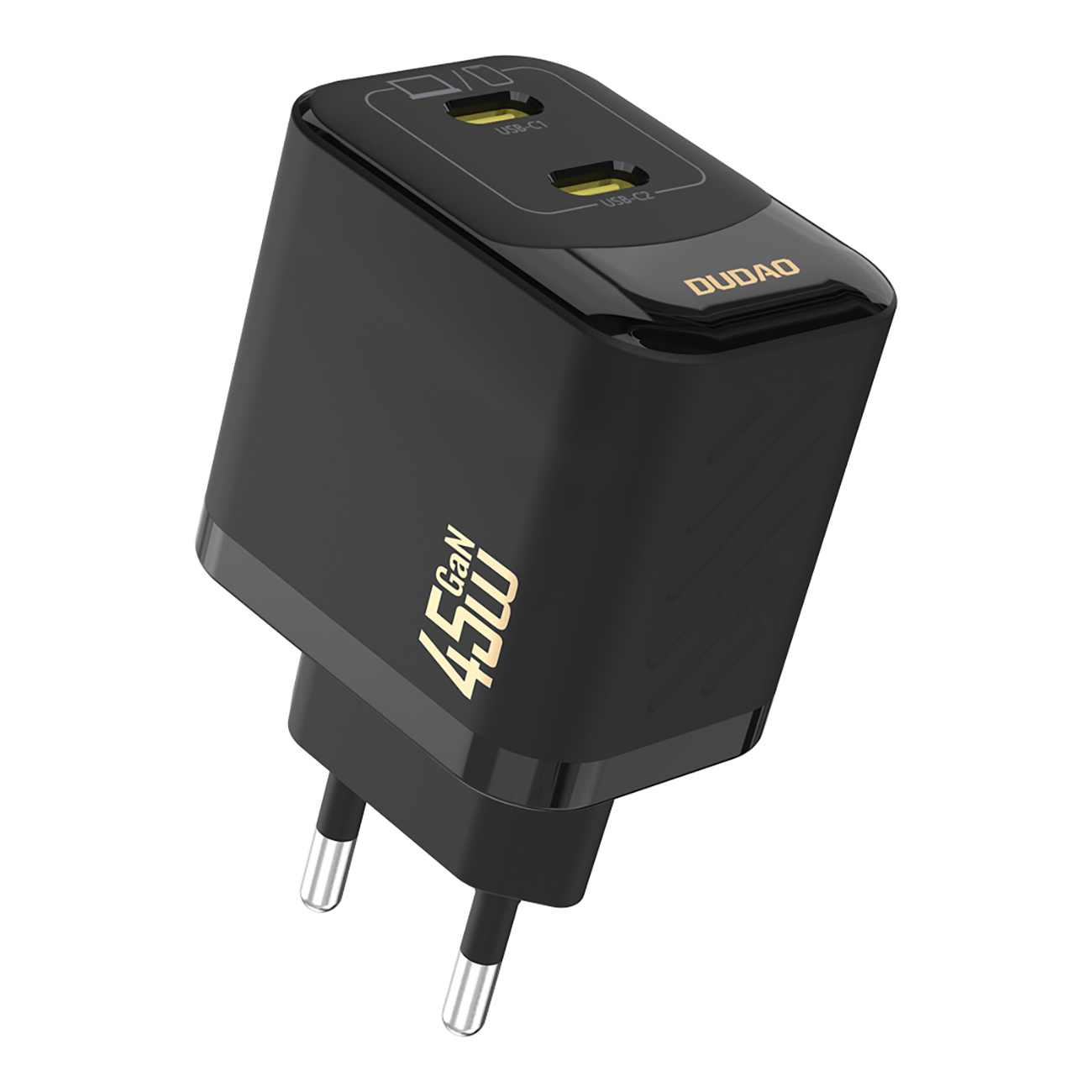 Dudao A28PEU PD 45W GaN 2xUSB seinälaturi - musta
