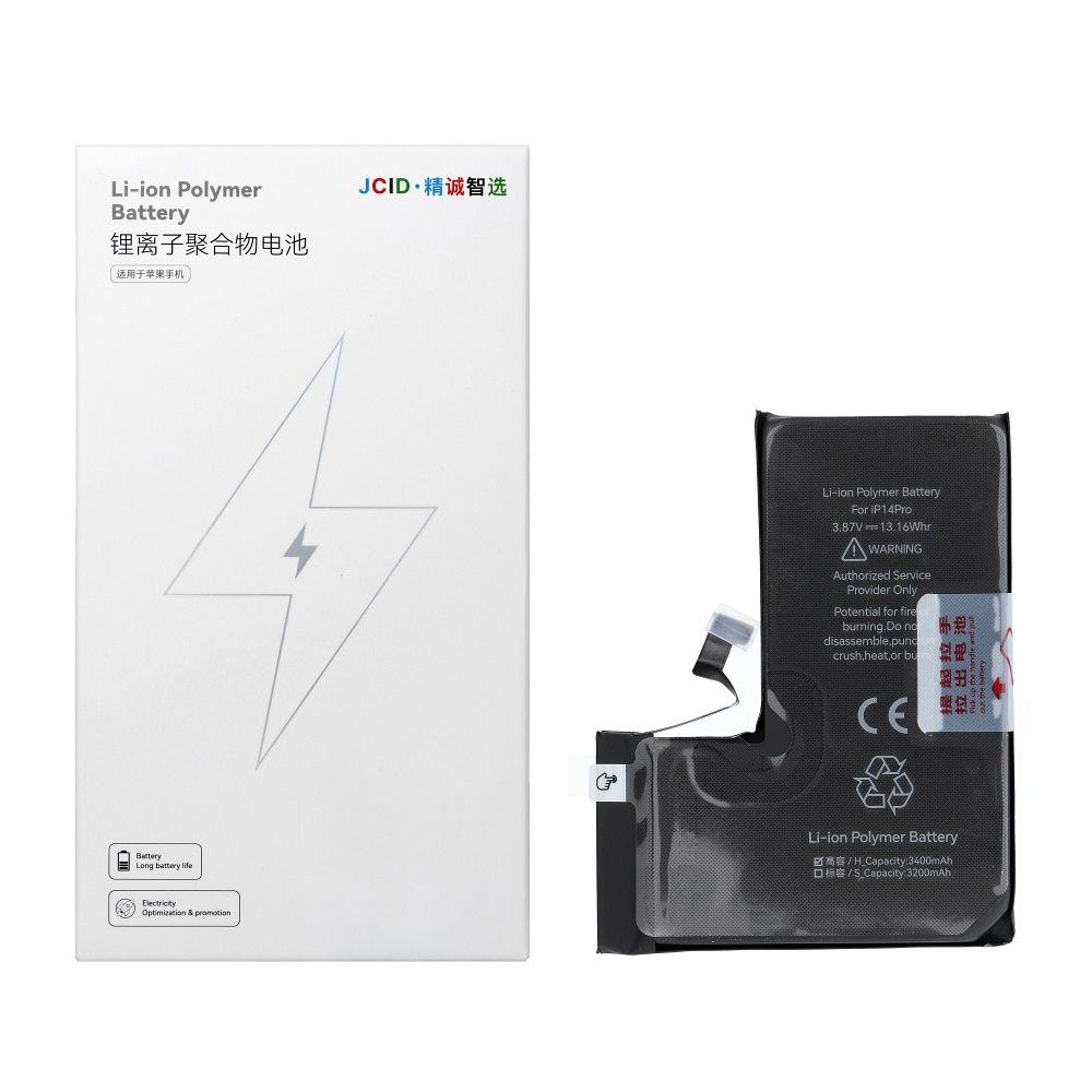 JCID Akku iPhone 14 Pro:lle 3400 mAh (suuri kapasiteetti)