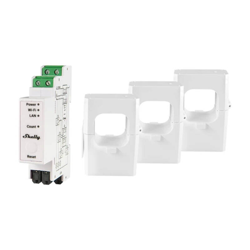 Shelly PRO 3EM 400A 3-vaiheinen energiamittari, WiFi/Bluetooth