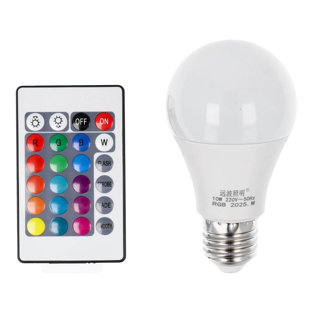 LED RGB -lamppu 10W E27 A60 monivärinen