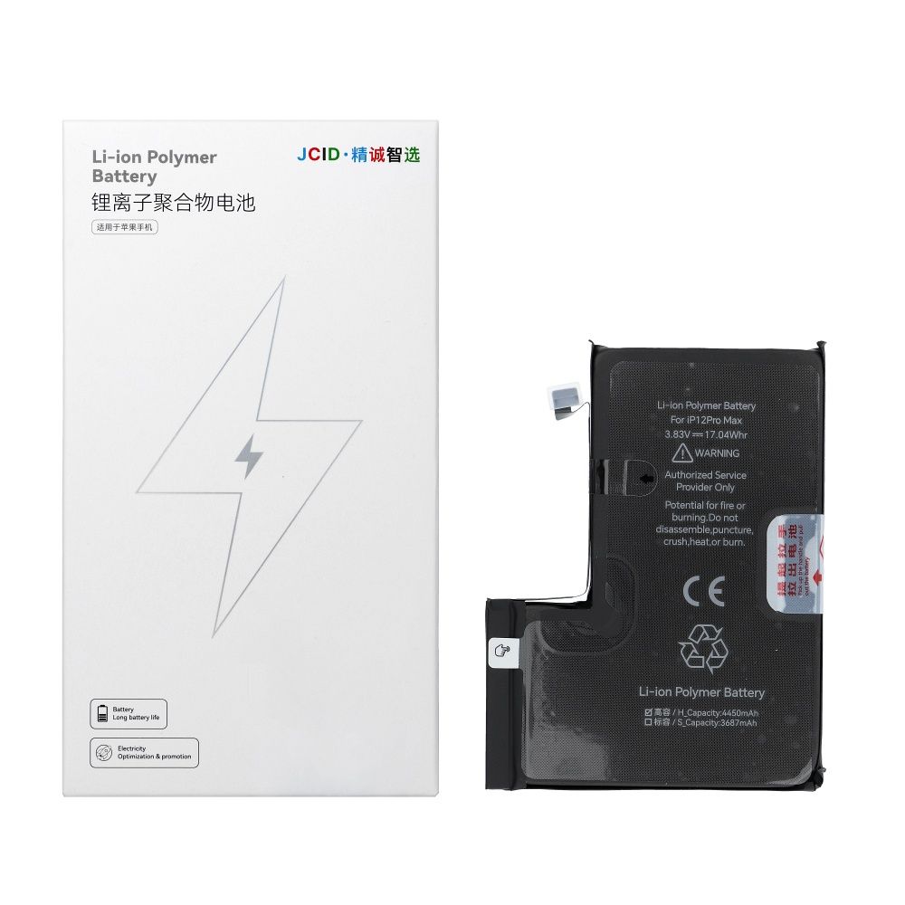 JCID Akku iPhone 12 Pro Max:lle 4450 mAh (suuri kapasiteetti)
