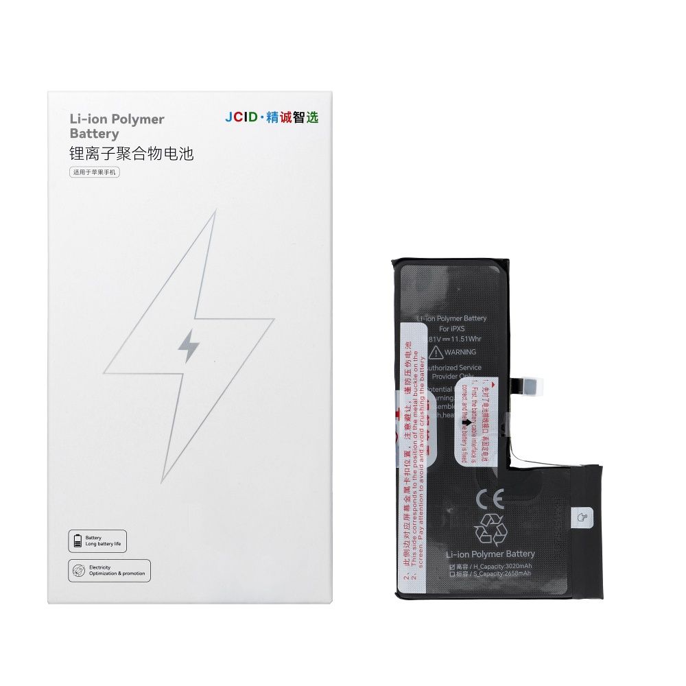 JCID Akku iPhone Xs:lle 3020 mAh (suuri kapasiteetti)