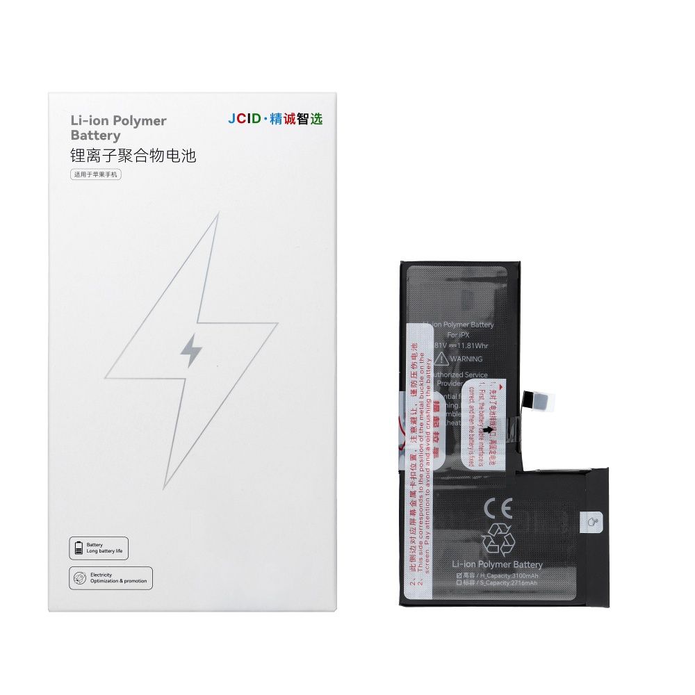 JCID Akku iPhone X:lle 3100 mAh (suuri kapasiteetti)