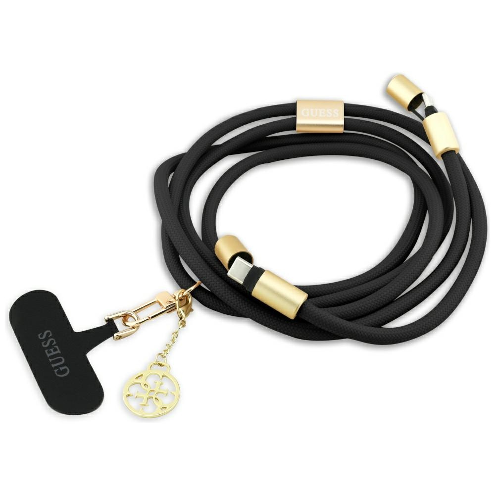 Guess CBDY 4G Charm USB-C / USB-C Kaapeli 150cm - musta