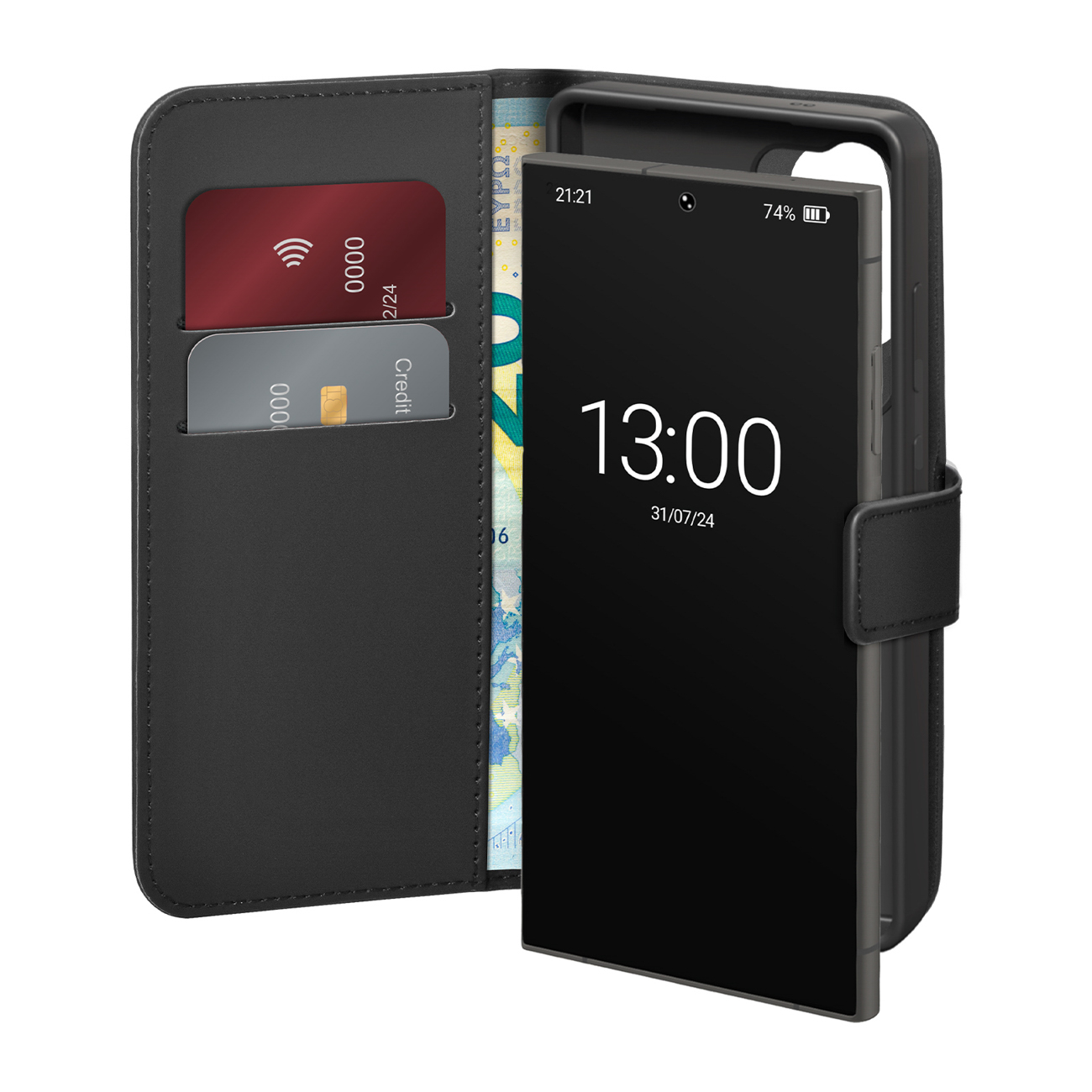 Puro Eco-Leather kuori Samsung Galaxy S26 Ultra:lle lompakon kanssa - musta