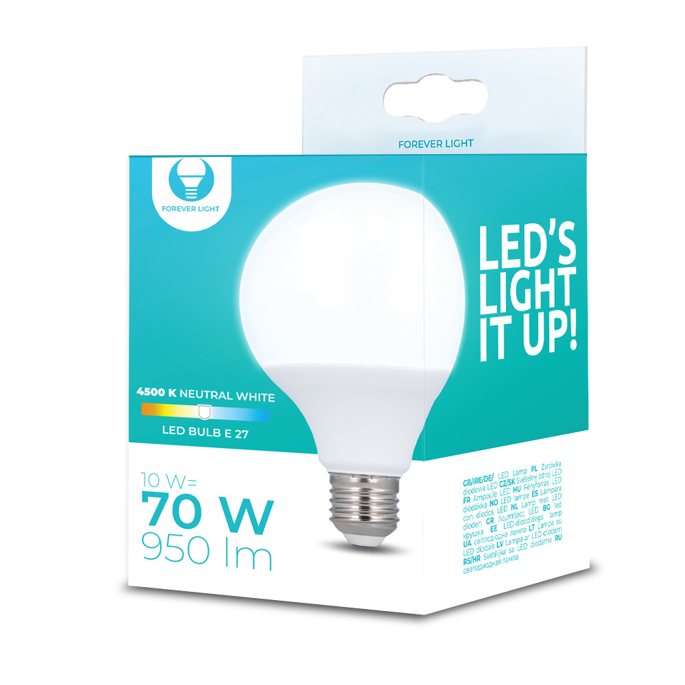LED-polttimo E27 G95 10W 230V 4500K 950lm Forever Light