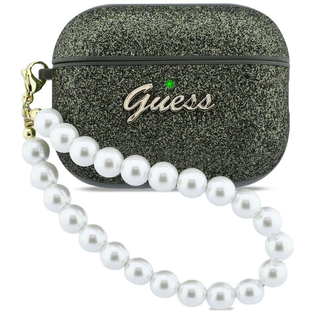 Guess Glitter Pearl Strap Suojakuori AirPods Pro 3:lle - Musta ja Glitter