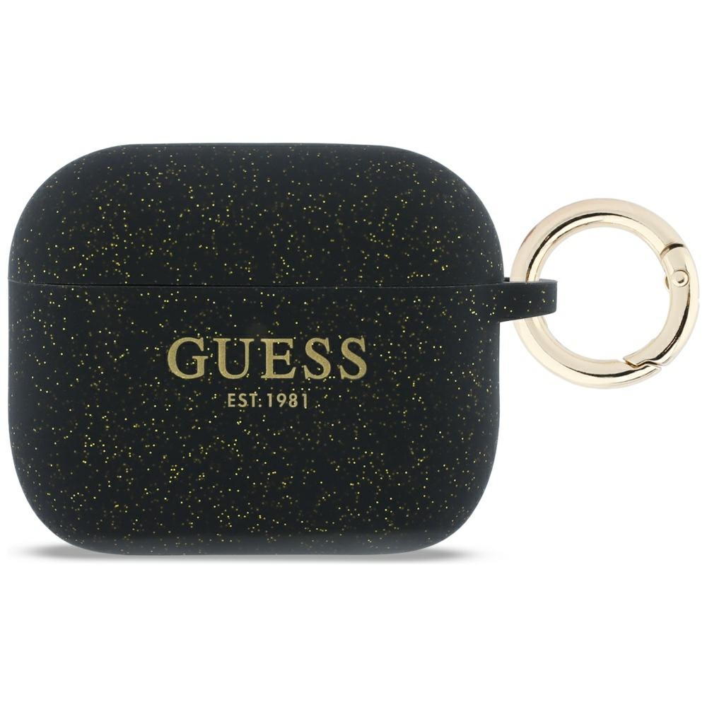 Guess Silikoninen Glitter Ring Suojakuori AirPods Pro 3:lle - Musta
