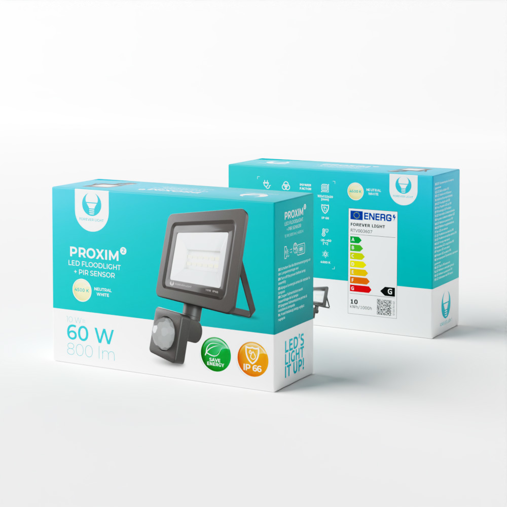 Forever Light LED Valonheitin PROXIM II 10W 4500K PIR IP66