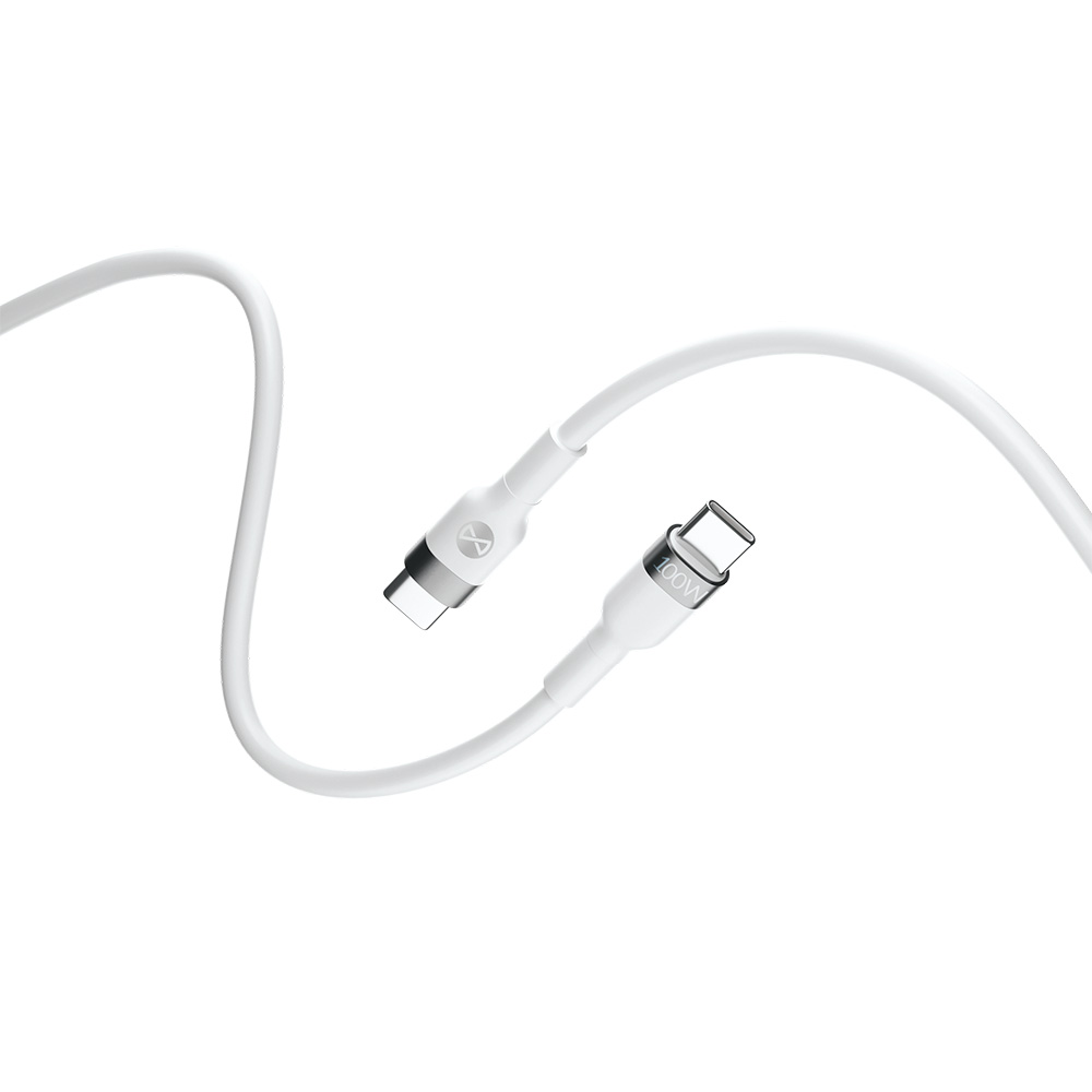 Forever Flexible kaapeli USB-C - USB-C 2,0 m 100W valkoinen
