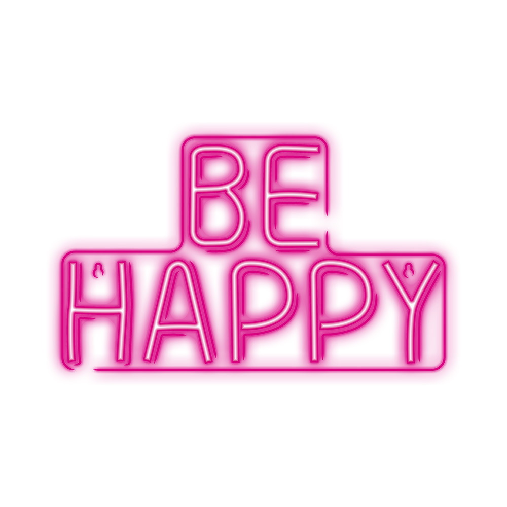 Neon PLEXI LED BE HAPPY vaaleanpunainen NNE10 Neolia