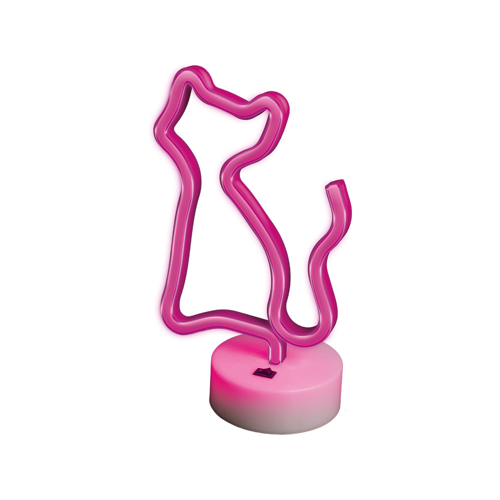 Neon LED jalustalla CAT vaaleanpunainen FSNE02 Forever Light