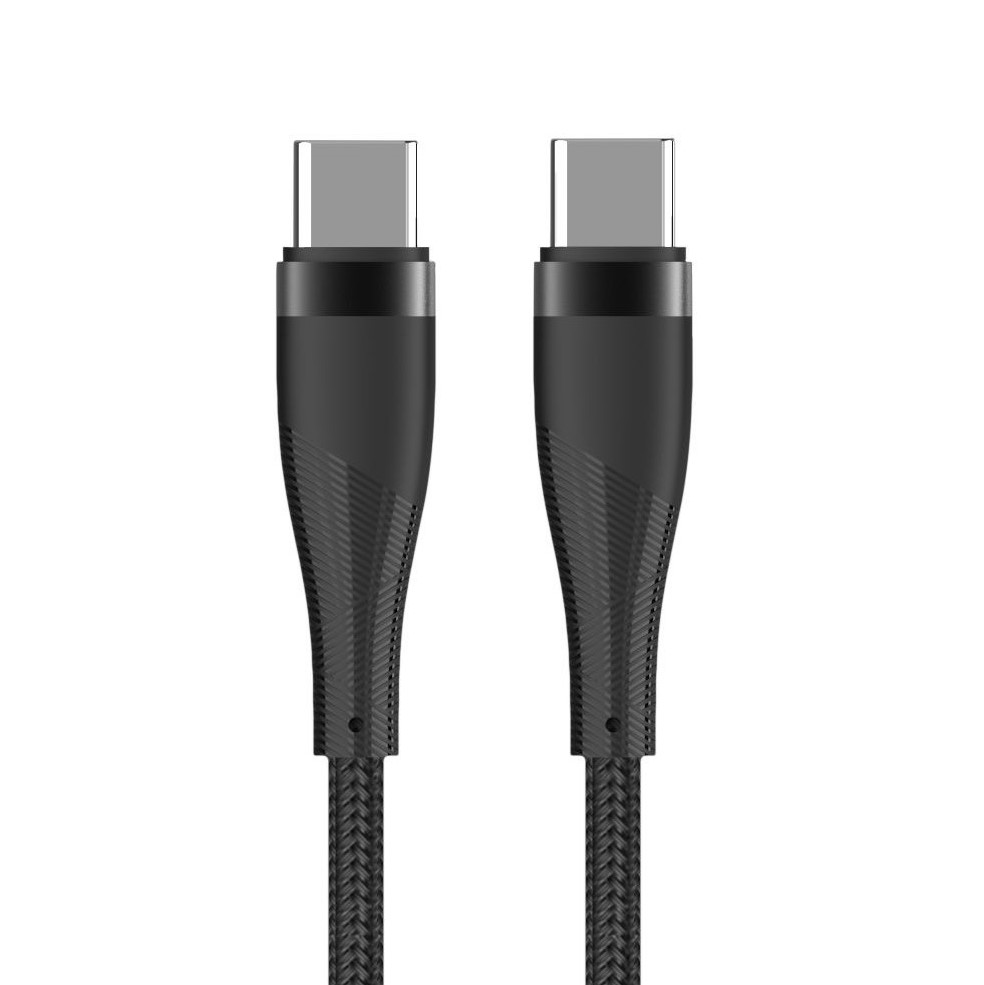 Maxlife MXUC-08 -kaapeli USB-C - USB-C 1,0 m 60W musta nylon