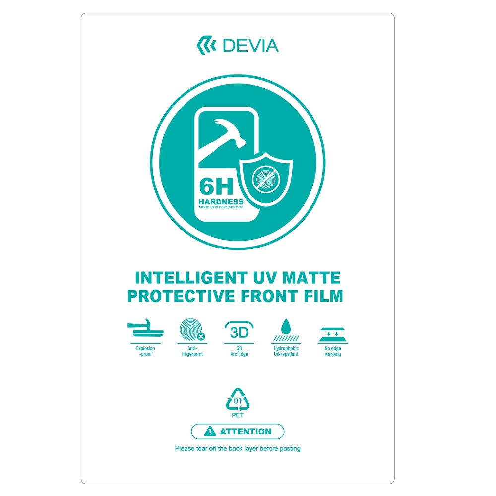 Devia älypuhelimen kalvosarja UV 0,19mm matta 20kpl 6H leikkauskoneelle älypuhelimen LCD-näytölle