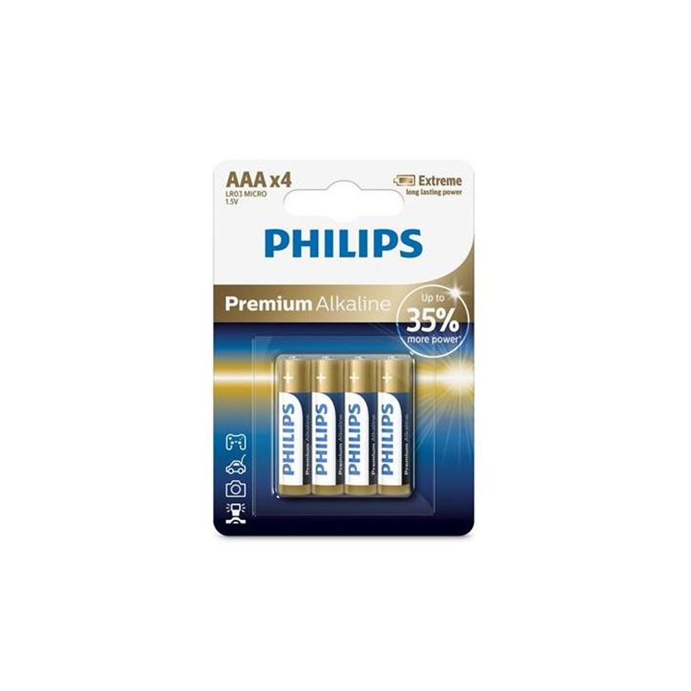 Akku PHILIPS AAA LR03 4kpl blister Premium Alkaline