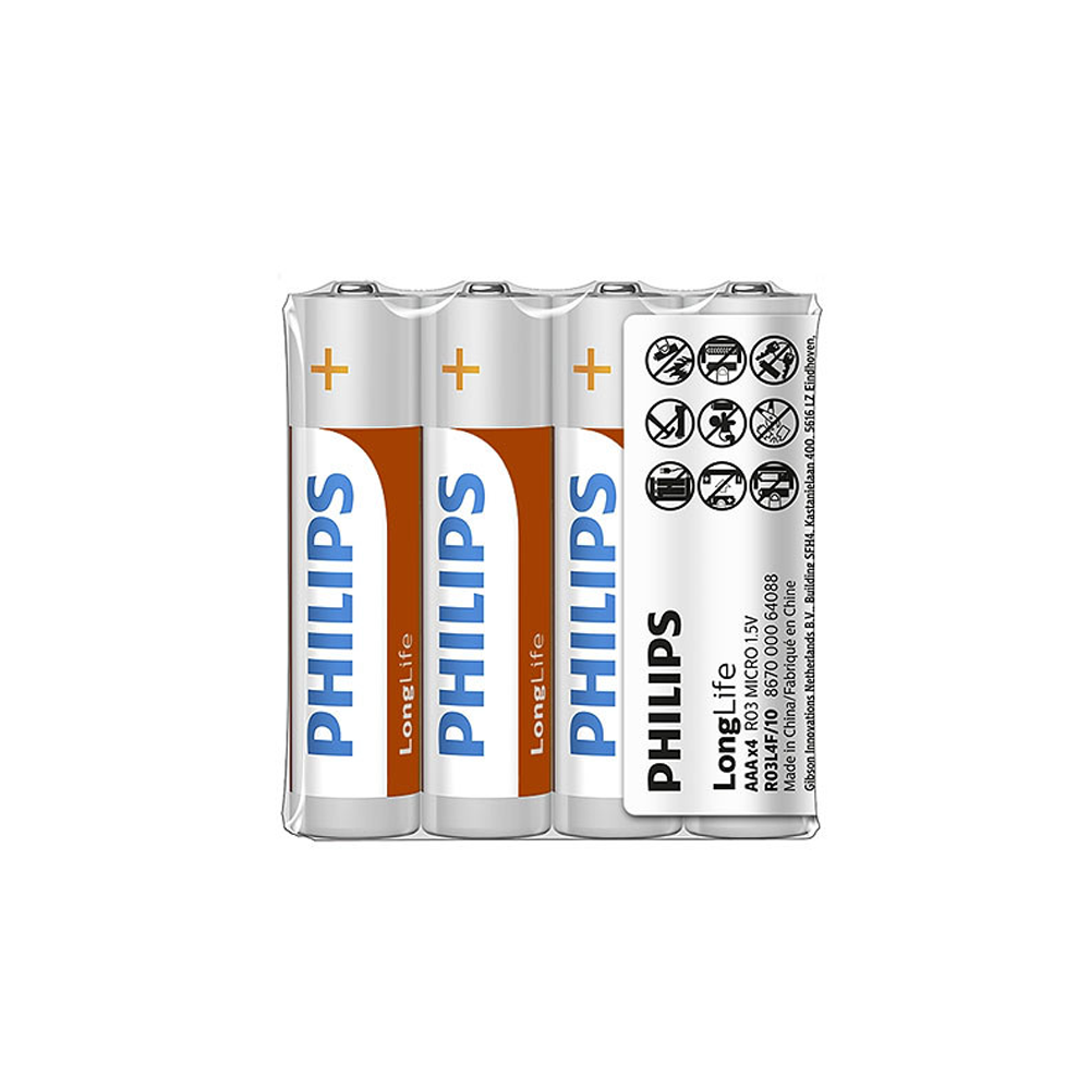 Akku PHILIPS AAA LR03 LONGLIFE 4kpl Power Alkaline