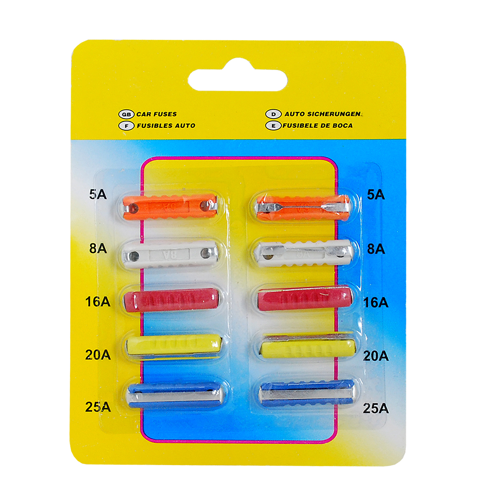 Sylinterimuotoiset autosulakkeet 5A, 8A, 16A, 2A, 25A sarja 10 kpl