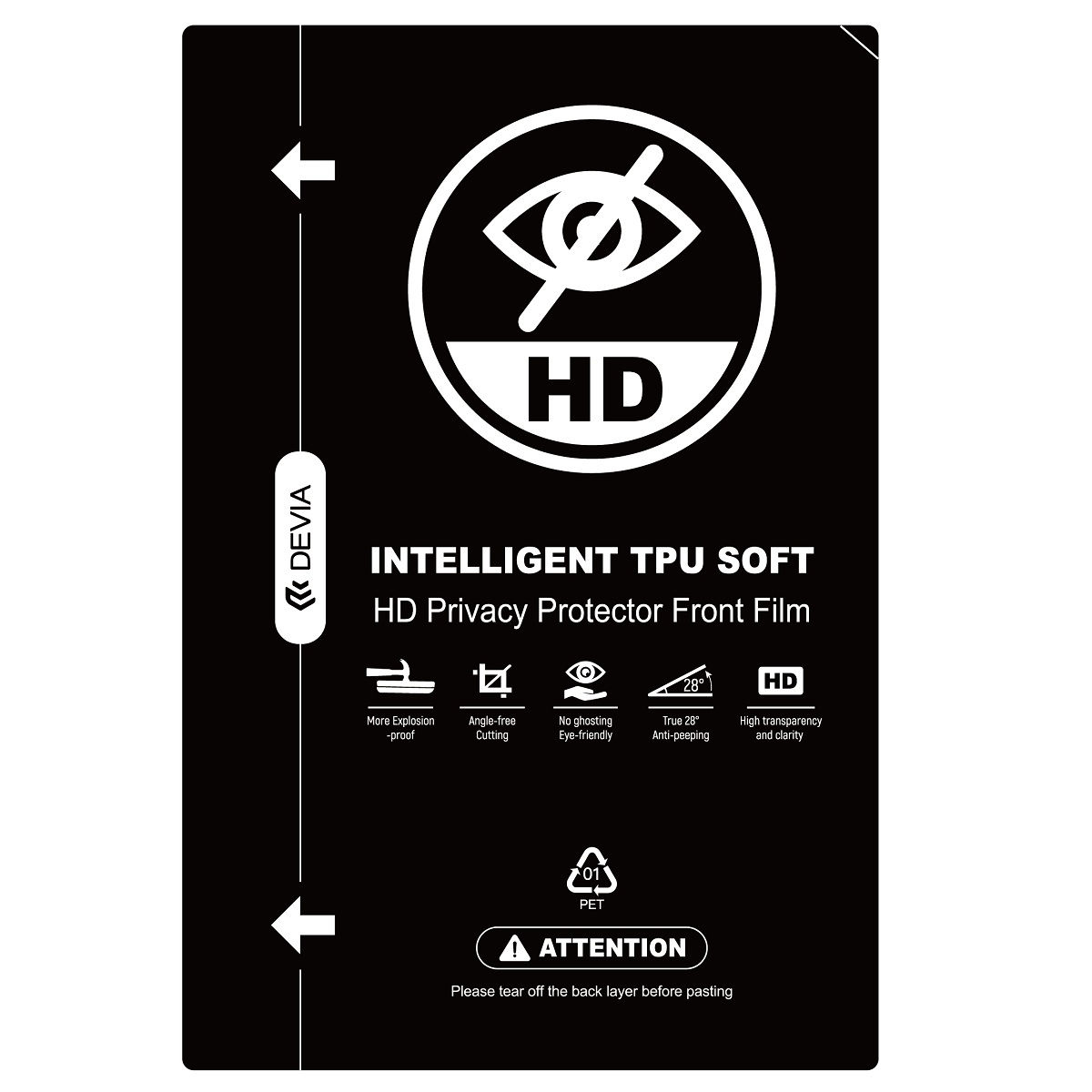 Devia Set anticrash privacy HD -kalvo leikkuukoneelle 10 kpl älypuhelimen LCD:lle