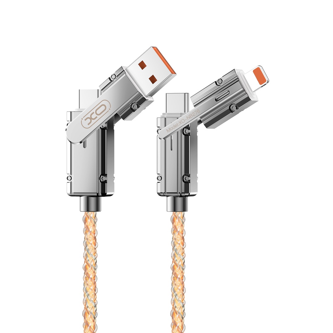 XO Kaapeli NB276 4in1 USB-C - Lightning + USB - USB-C 60W 1,0m harmaa